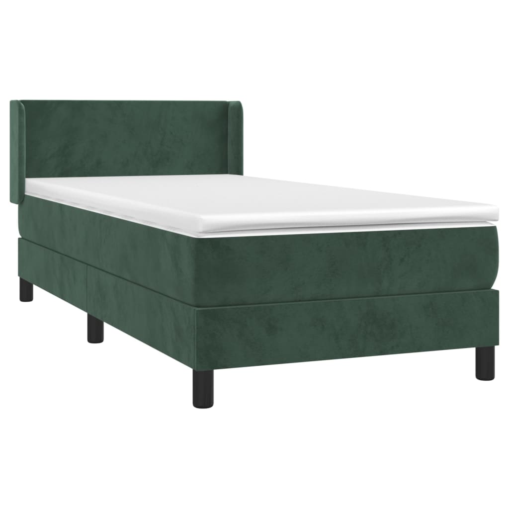 Boxspring met matras fluweel donkergroen 90x200 cm is nu te koop bij PeponiXL, paradijselijk wonen!