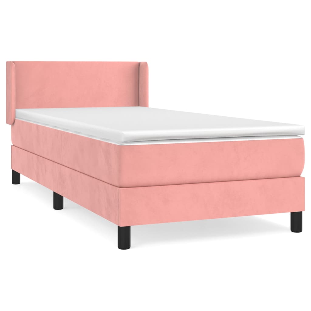 Boxspring met matras fluweel roze 100x200 cm is nu te koop bij PeponiXL, paradijselijk wonen!