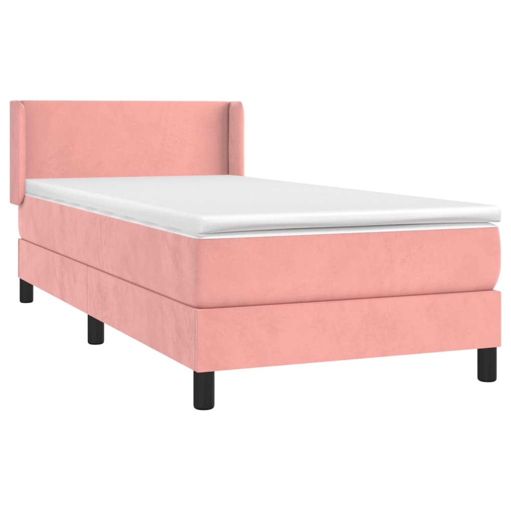 Boxspring met matras fluweel roze 100x200 cm is nu te koop bij PeponiXL, paradijselijk wonen!