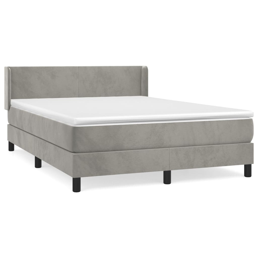 Boxspring met matras fluweel lichtgrijs 140x190 cm is nu te koop bij PeponiXL, paradijselijk wonen!