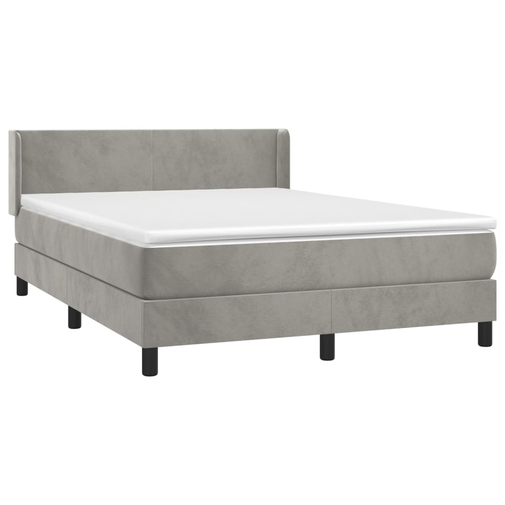 Boxspring met matras fluweel lichtgrijs 140x190 cm is nu te koop bij PeponiXL, paradijselijk wonen!