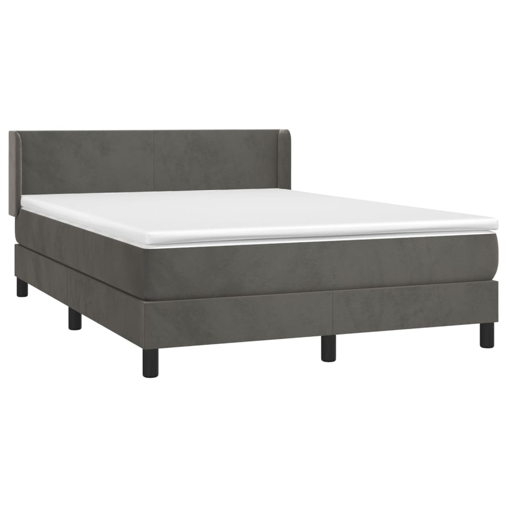 Boxspring met matras fluweel donkergrijs 140x190 cm is nu te koop bij PeponiXL, paradijselijk wonen!