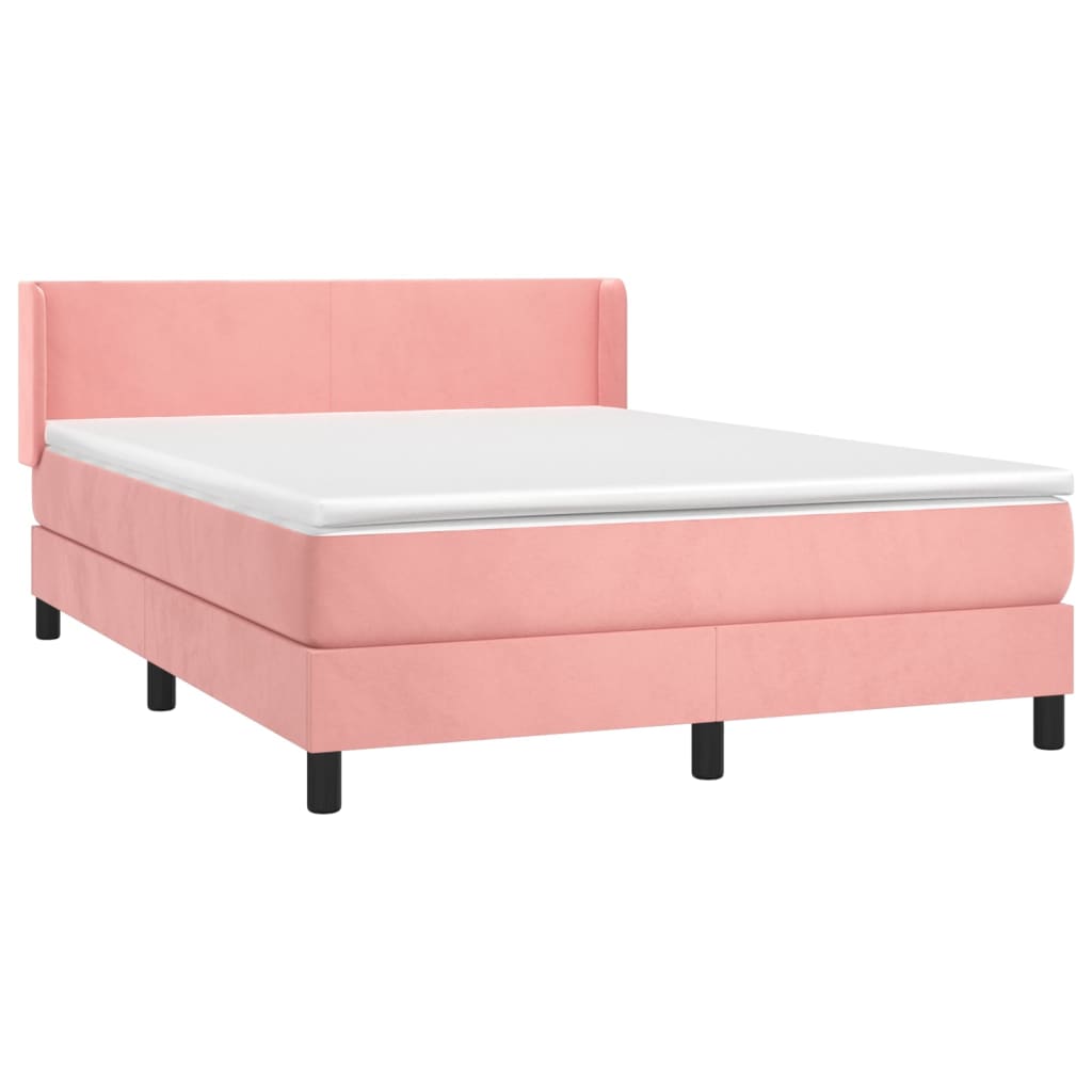 Boxspring met matras fluweel roze 140x190 cm is nu te koop bij PeponiXL, paradijselijk wonen!