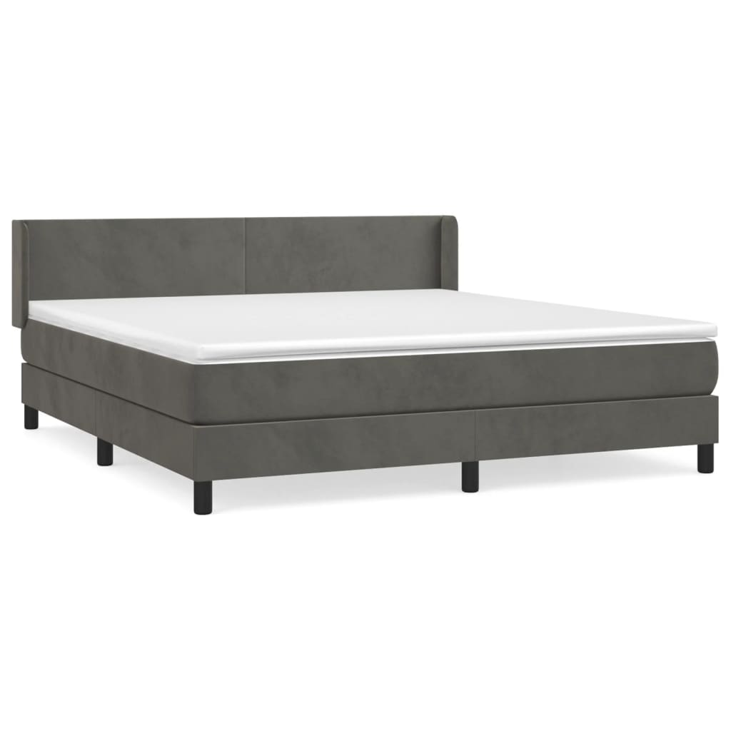 Boxspring met matras fluweel donkergrijs 160x200 cm is nu te koop bij PeponiXL, paradijselijk wonen!