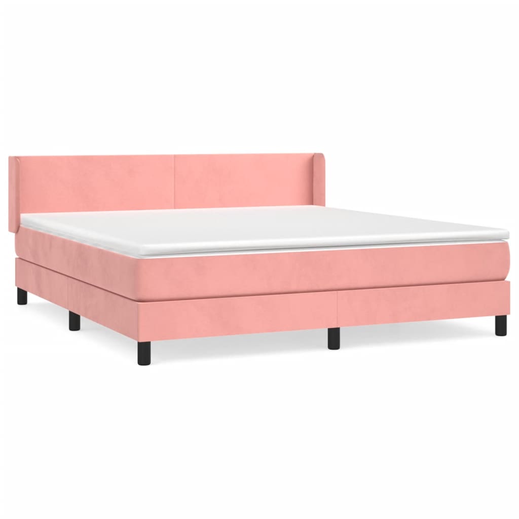 Boxspring met matras fluweel roze 160x200 cm is nu te koop bij PeponiXL, paradijselijk wonen!