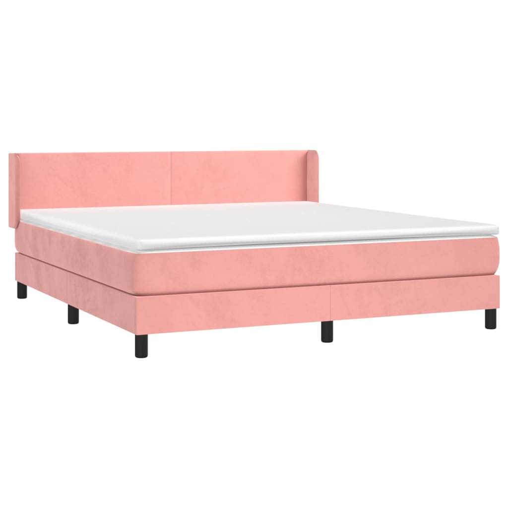 Boxspring met matras fluweel roze 160x200 cm is nu te koop bij PeponiXL, paradijselijk wonen!