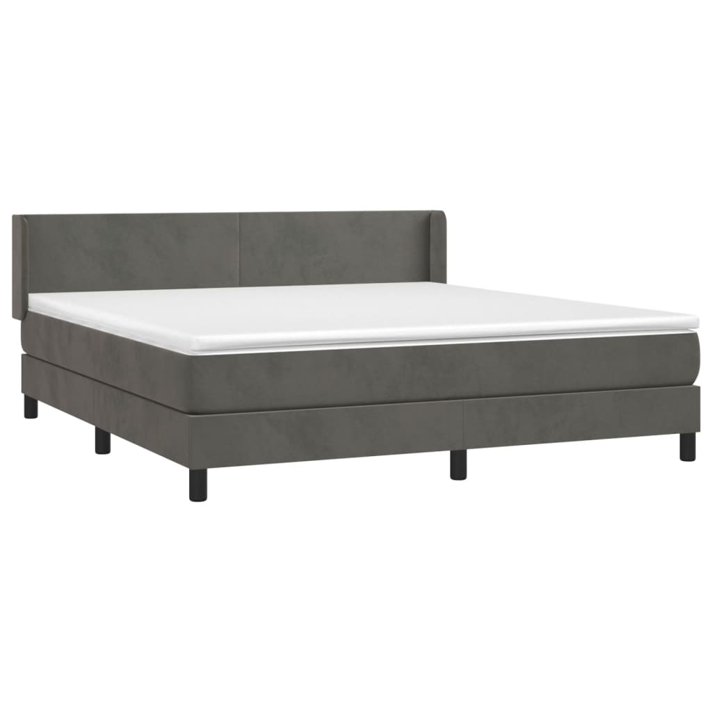 Boxspring met matras fluweel donkergrijs 180x200 cm is nu te koop bij PeponiXL, paradijselijk wonen!