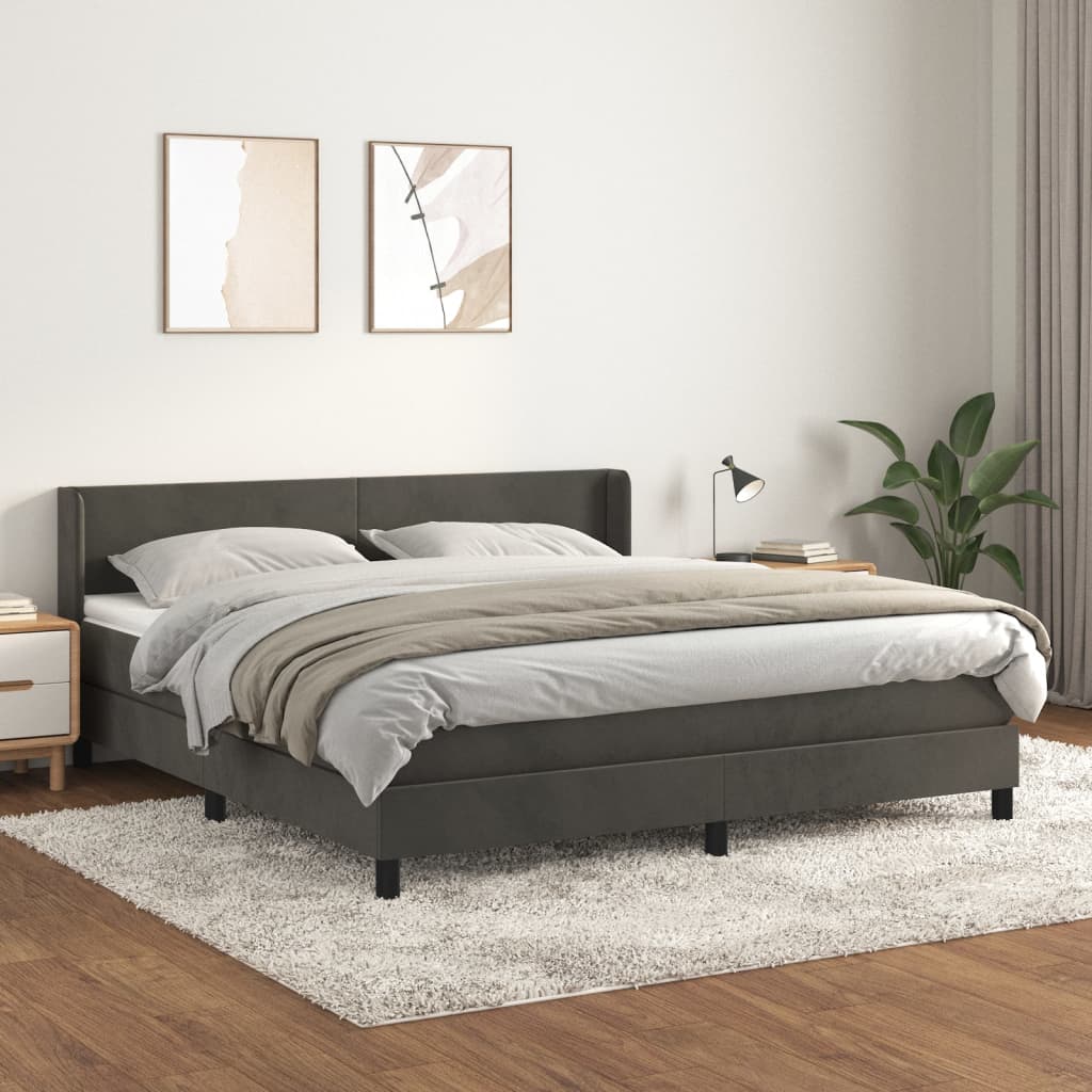 Boxspring met matras fluweel donkergrijs 180x200 cm is nu te koop bij PeponiXL, paradijselijk wonen!