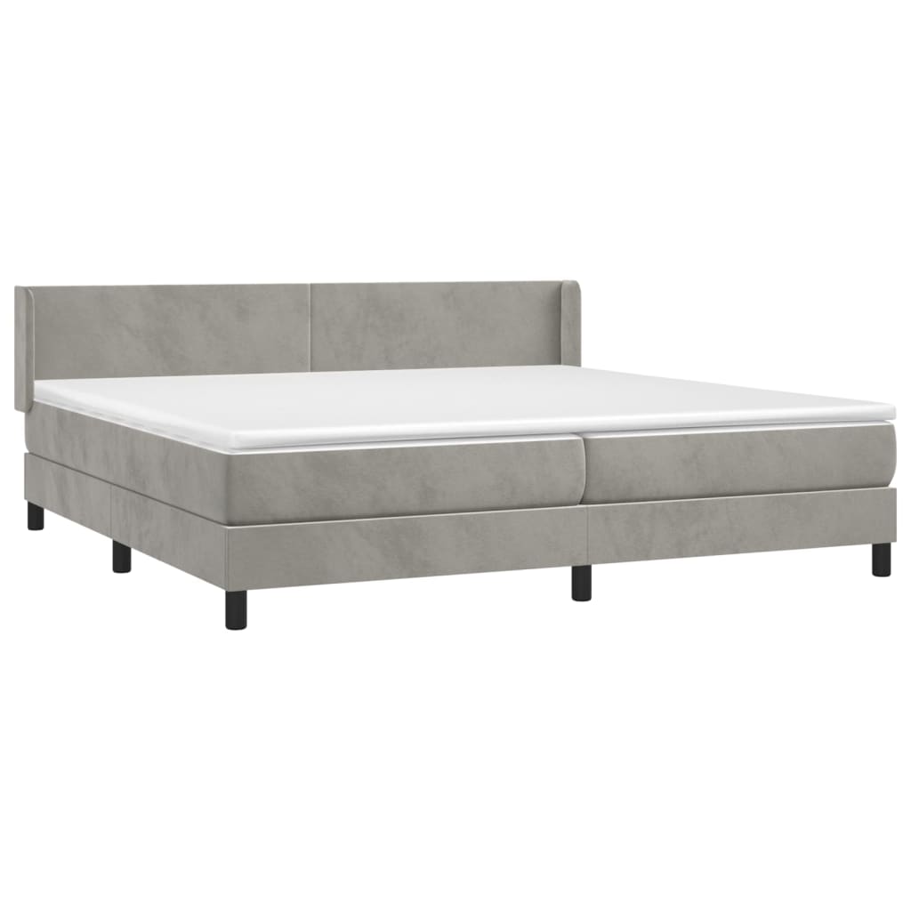 Boxspring met matras fluweel lichtgrijs 200x200 cm is nu te koop bij PeponiXL, paradijselijk wonen!