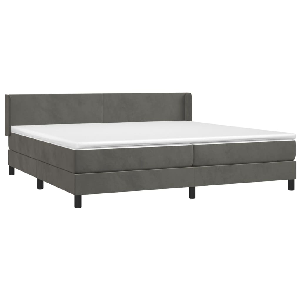 Boxspring met matras fluweel donkergrijs 200x200 cm is nu te koop bij PeponiXL, paradijselijk wonen!