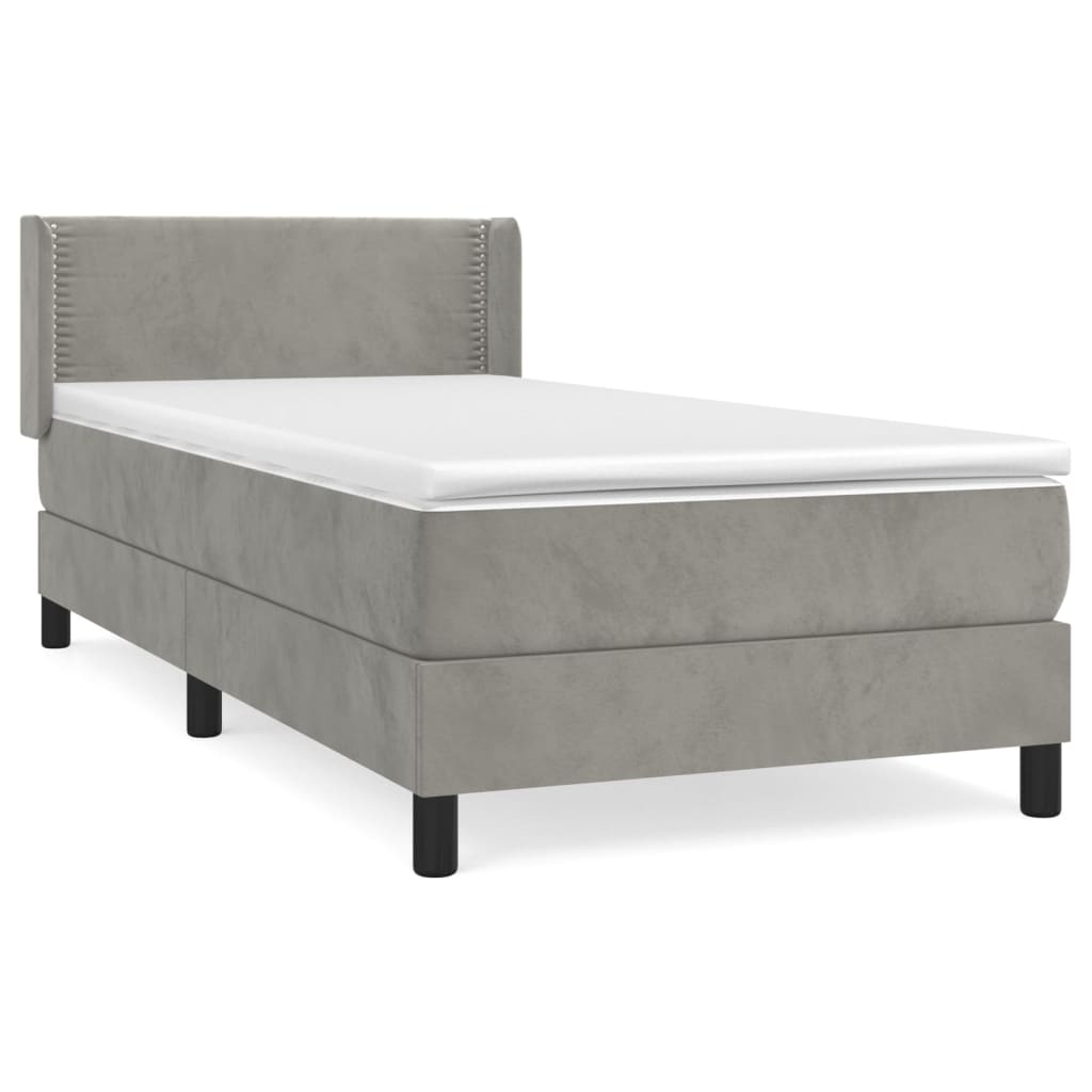 Boxspring met matras fluweel lichtgrijs 80x200 cm is nu te koop bij PeponiXL, paradijselijk wonen!