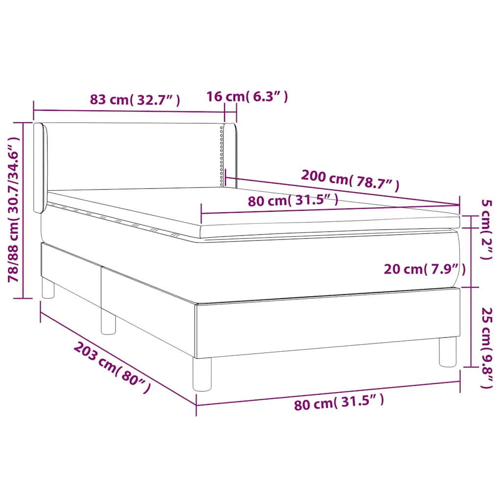 Boxspring met matras fluweel donkergroen 80x200 cm is nu te koop bij PeponiXL, paradijselijk wonen!