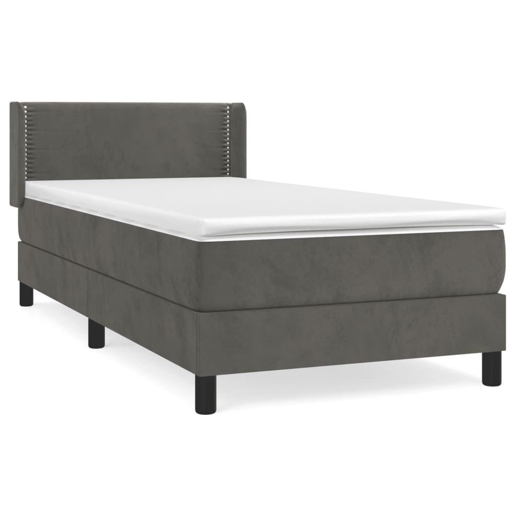 Boxspring met matras fluweel donkergrijs 100x200 cm is nu te koop bij PeponiXL, paradijselijk wonen!