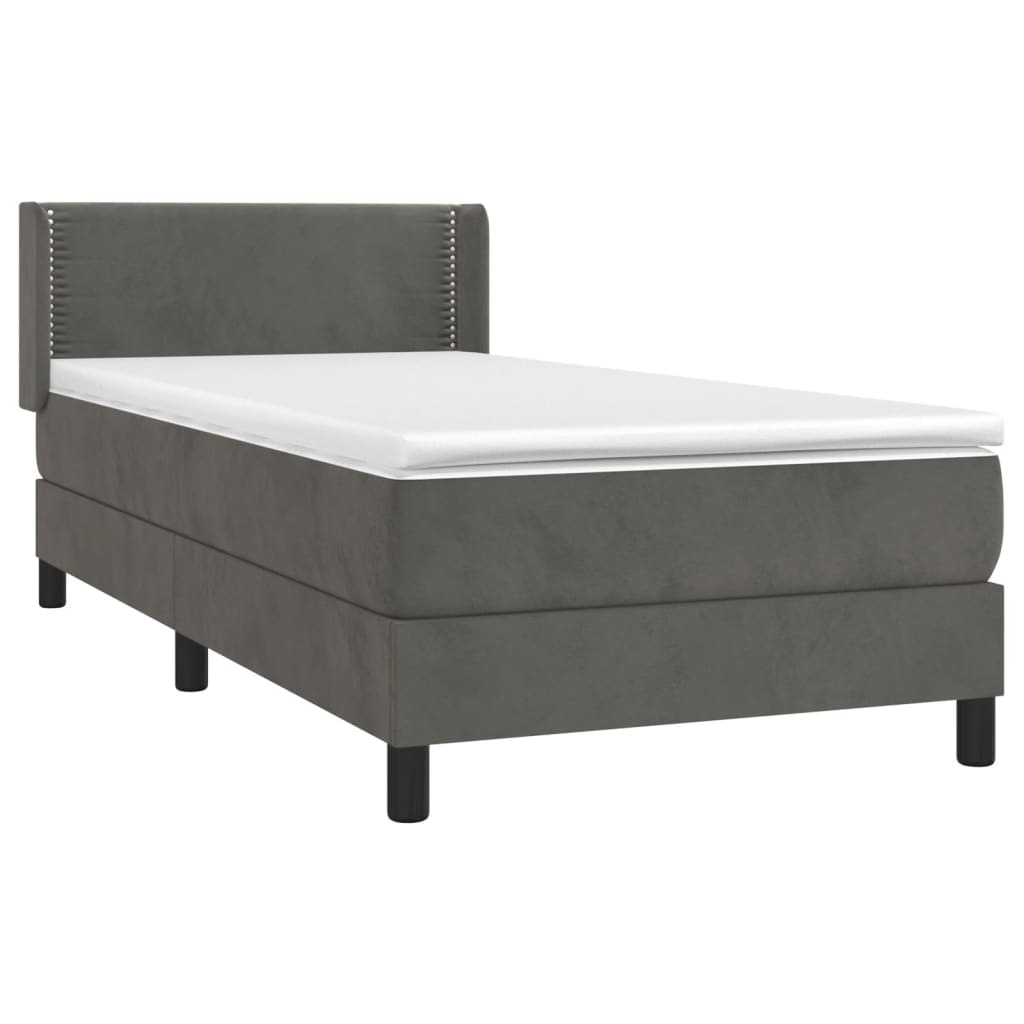 Boxspring met matras fluweel donkergrijs 100x200 cm is nu te koop bij PeponiXL, paradijselijk wonen!