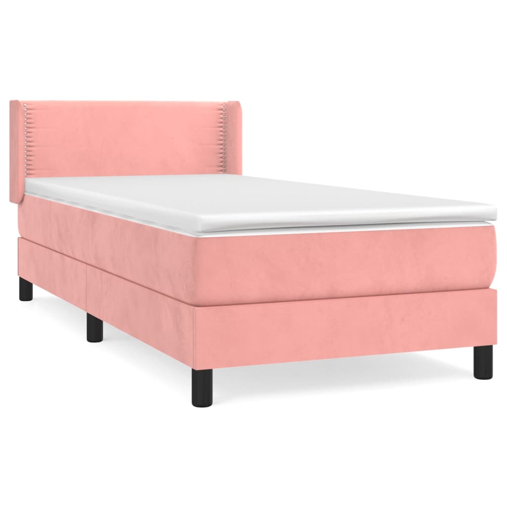 Boxspring met matras fluweel roze 100x200 cm is nu te koop bij PeponiXL, paradijselijk wonen!