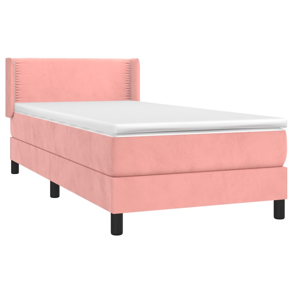 Boxspring met matras fluweel roze 100x200 cm is nu te koop bij PeponiXL, paradijselijk wonen!