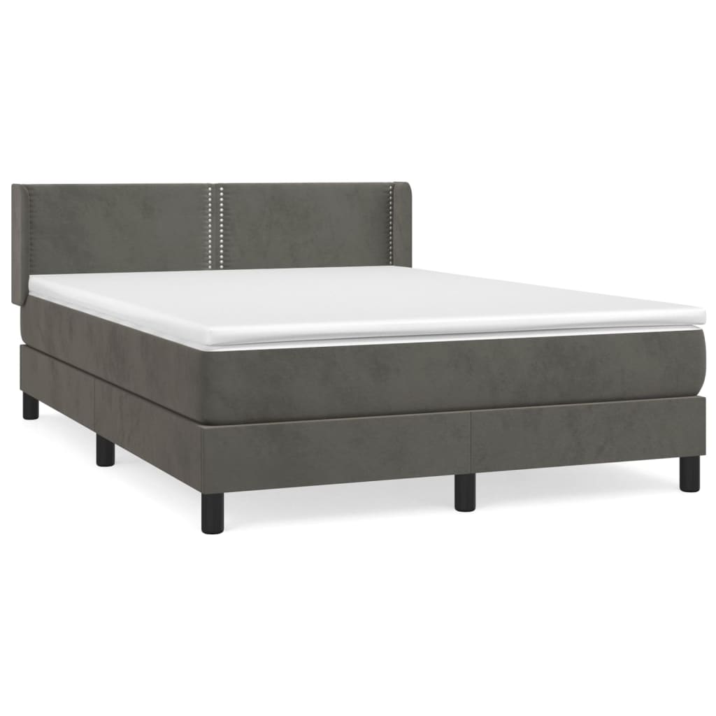 Boxspring met matras fluweel donkergrijs 140x200 cm is nu te koop bij PeponiXL, paradijselijk wonen!