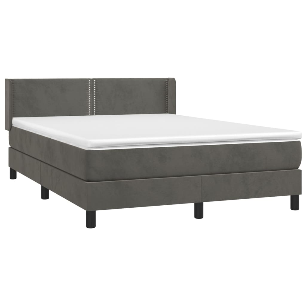 Boxspring met matras fluweel donkergrijs 140x200 cm is nu te koop bij PeponiXL, paradijselijk wonen!