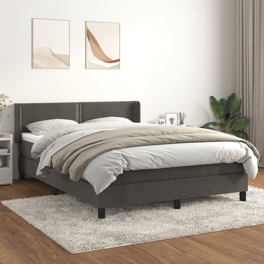 Boxspring met matras fluweel donkergrijs 140x200 cm is nu te koop bij PeponiXL, paradijselijk wonen!
