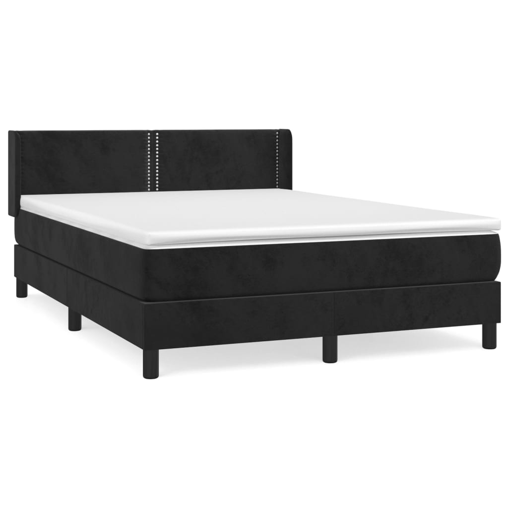 Boxspring met matras fluweel zwart 140x200 cm is nu te koop bij PeponiXL, paradijselijk wonen!