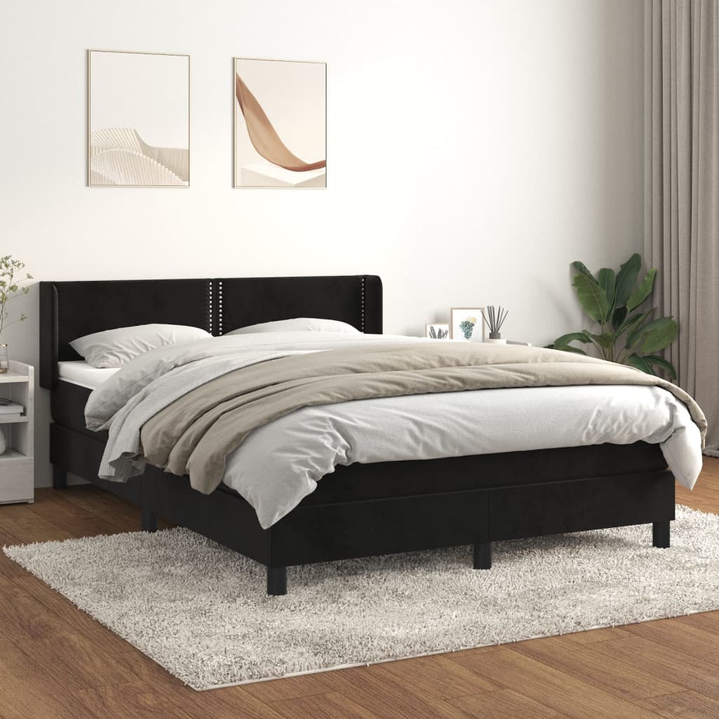 Boxspring met matras fluweel zwart 140x200 cm is nu te koop bij PeponiXL, paradijselijk wonen!