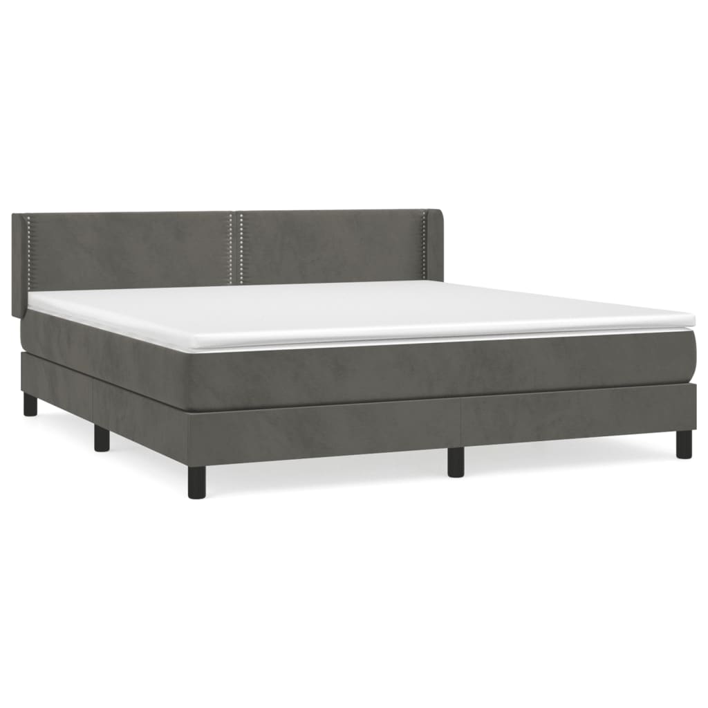 Boxspring met matras fluweel donkergrijs 160x200 cm is nu te koop bij PeponiXL, paradijselijk wonen!