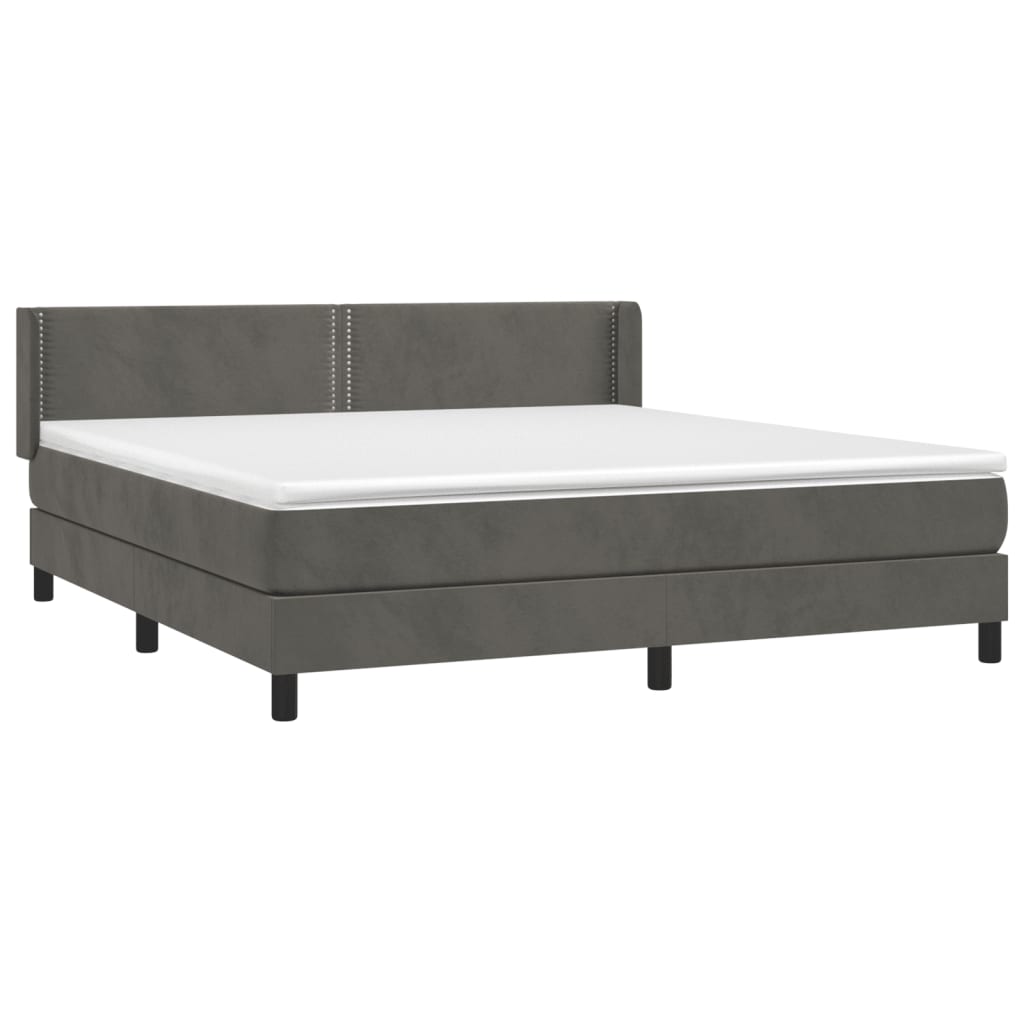 Boxspring met matras fluweel donkergrijs 160x200 cm is nu te koop bij PeponiXL, paradijselijk wonen!