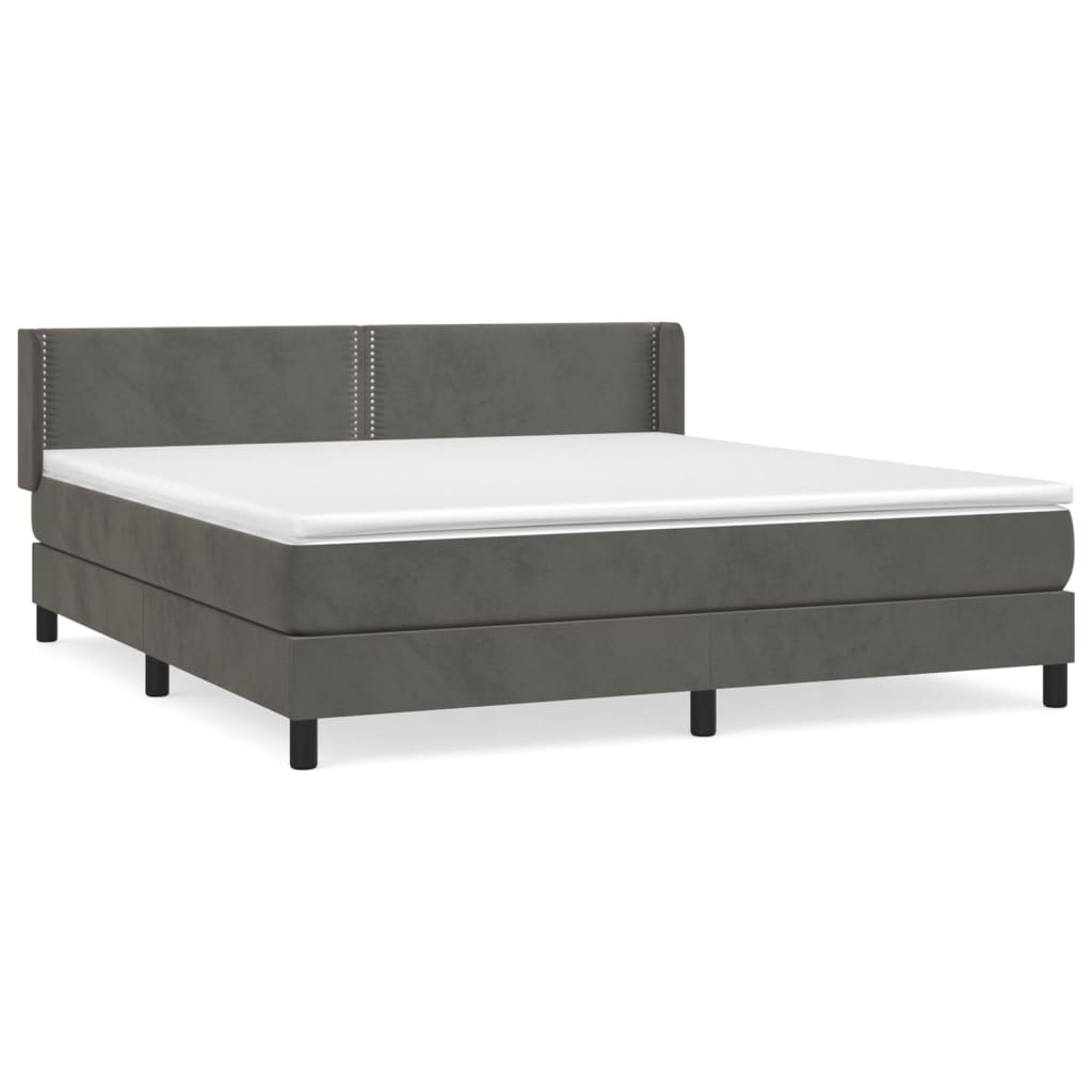 Boxspring met matras fluweel donkergrijs 180x200 cm is nu te koop bij PeponiXL, paradijselijk wonen!