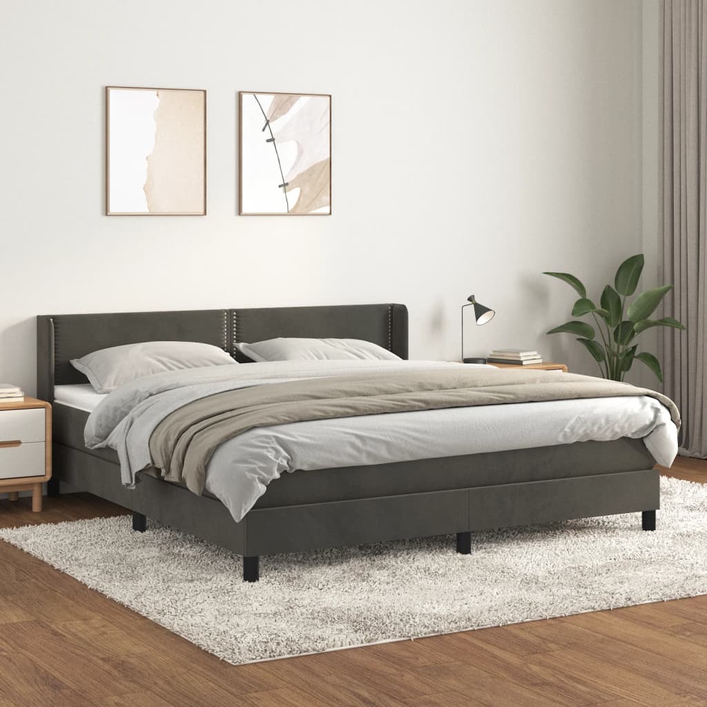 Boxspring met matras fluweel donkergrijs 180x200 cm is nu te koop bij PeponiXL, paradijselijk wonen!
