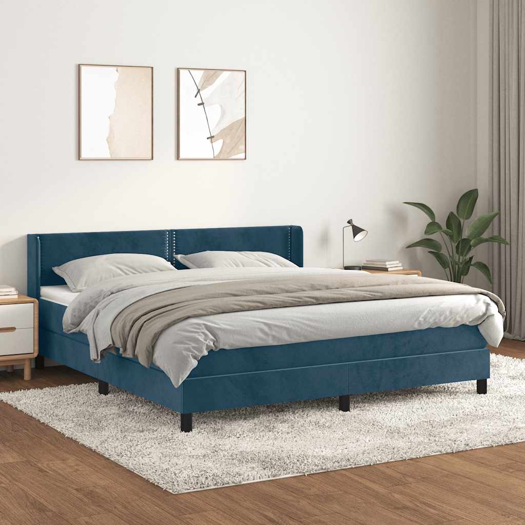 Boxspring met matras fluweel donkerblauw 180x200 cm is nu te koop bij PeponiXL, paradijselijk wonen!