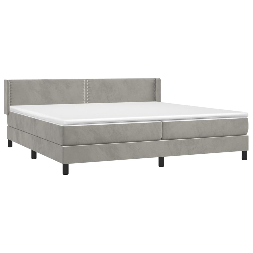 Boxspring met matras fluweel lichtgrijs 200x200 cm is nu te koop bij PeponiXL, paradijselijk wonen!