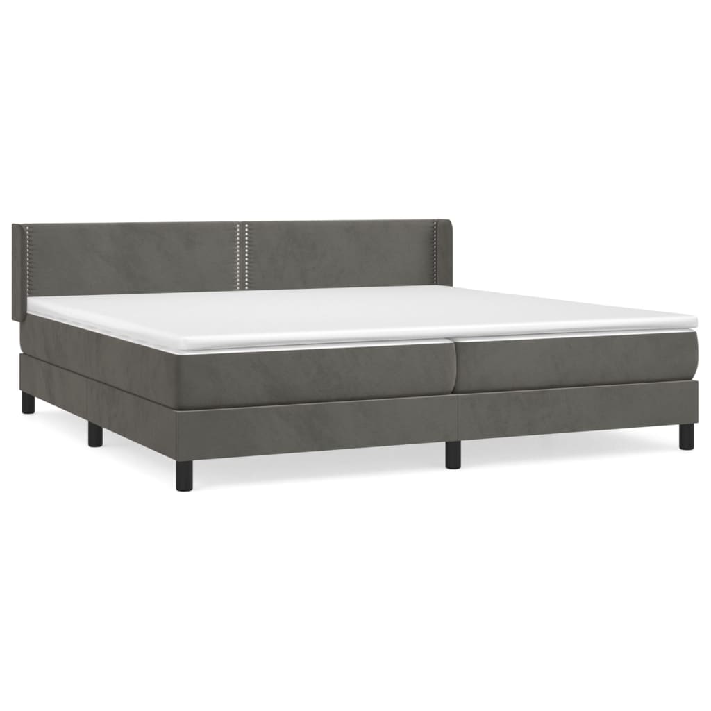 Boxspring met matras fluweel donkergrijs 200x200 cm is nu te koop bij PeponiXL, paradijselijk wonen!