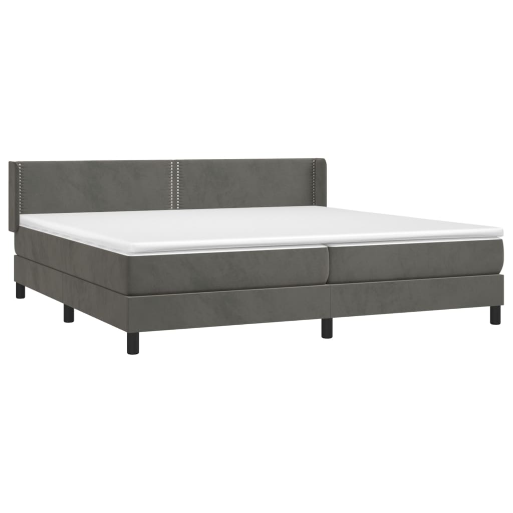 Boxspring met matras fluweel donkergrijs 200x200 cm is nu te koop bij PeponiXL, paradijselijk wonen!