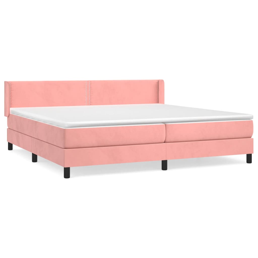 Boxspring met matras fluweel roze 200x200 cm is nu te koop bij PeponiXL, paradijselijk wonen!