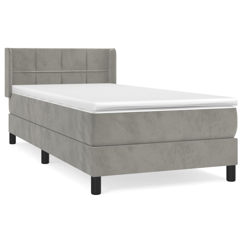 Boxspring met matras fluweel lichtgrijs 90x190 cm is nu te koop bij PeponiXL, paradijselijk wonen!
