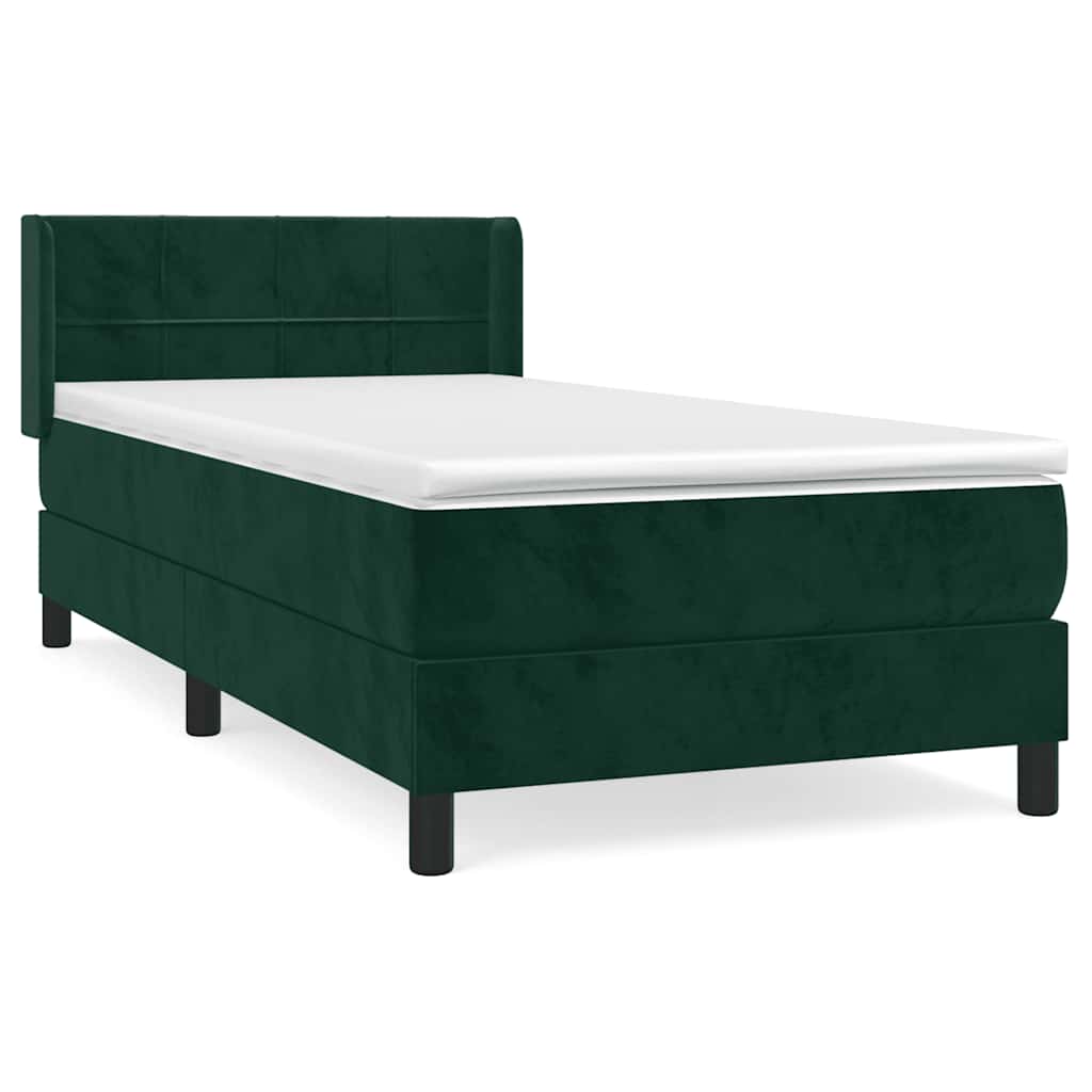 Boxspring met matras fluweel donkergroen 90x190 cm is nu te koop bij PeponiXL, paradijselijk wonen!