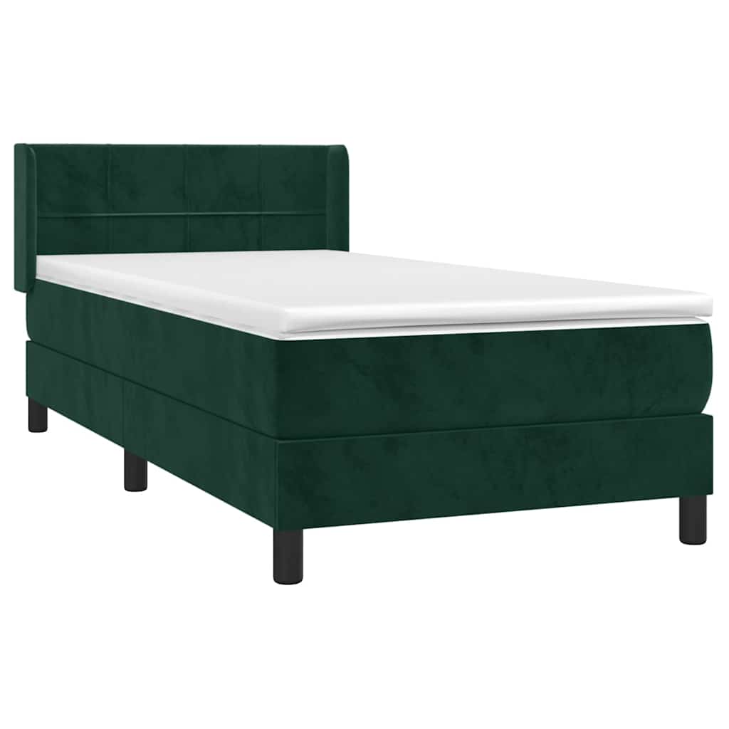 Boxspring met matras fluweel donkergroen 90x190 cm is nu te koop bij PeponiXL, paradijselijk wonen!