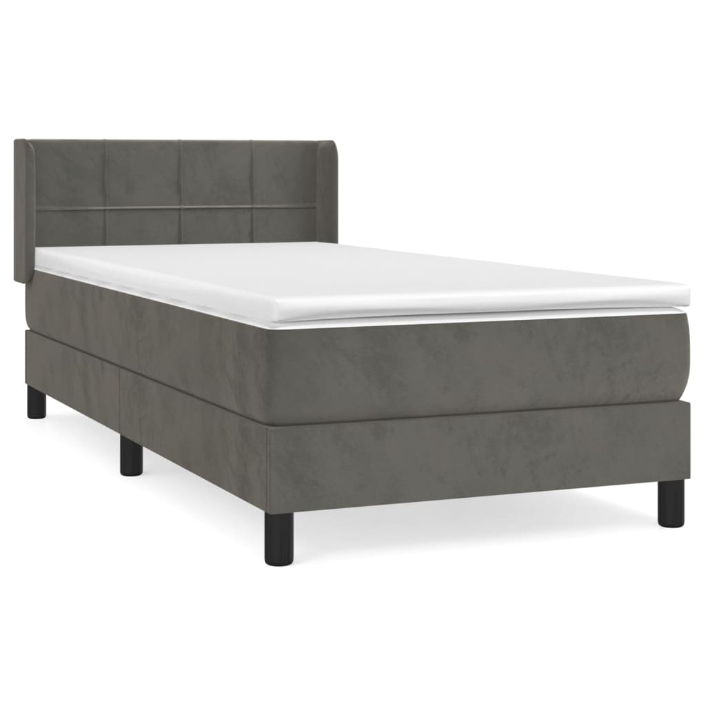 Boxspring met matras fluweel donkergrijs 90x200 cm is nu te koop bij PeponiXL, paradijselijk wonen!