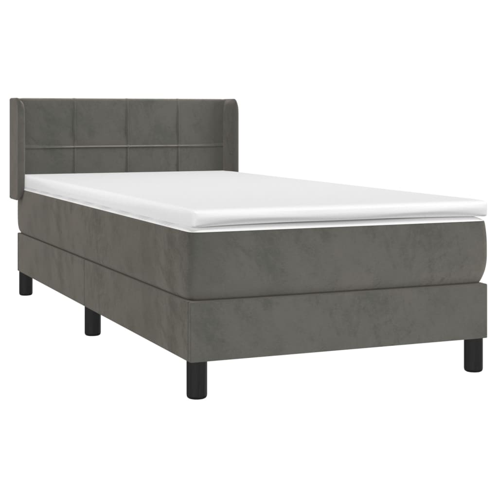 Boxspring met matras fluweel donkergrijs 90x200 cm is nu te koop bij PeponiXL, paradijselijk wonen!