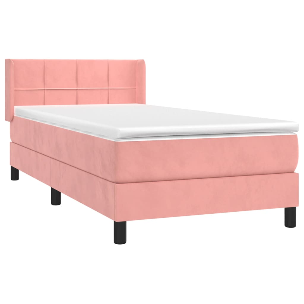 Boxspring met matras fluweel roze 90x200 cm is nu te koop bij PeponiXL, paradijselijk wonen!