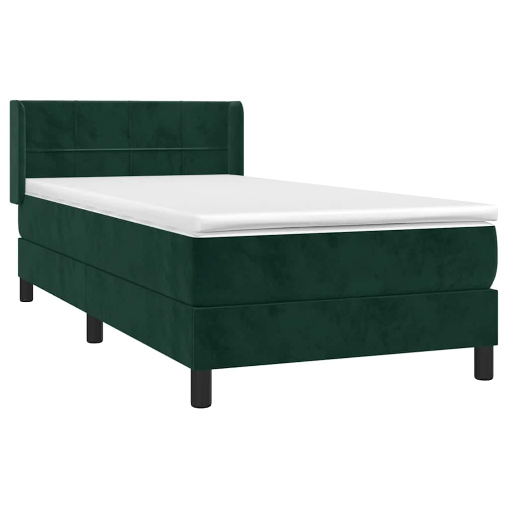 Boxspring met matras fluweel donkergroen 100x200 cm is nu te koop bij PeponiXL, paradijselijk wonen!