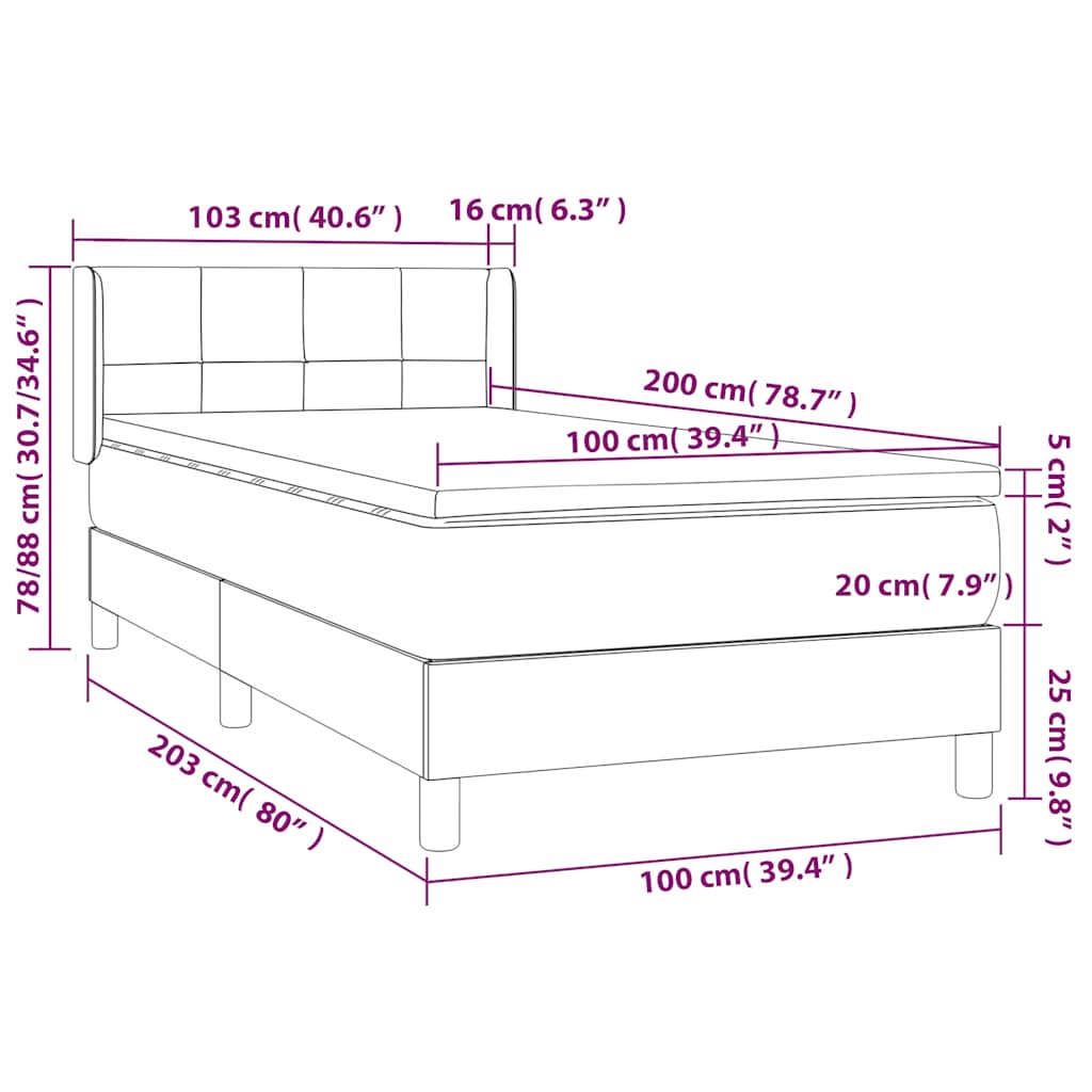 Boxspring met matras fluweel donkerblauw 100x200 cm is nu te koop bij PeponiXL, paradijselijk wonen!