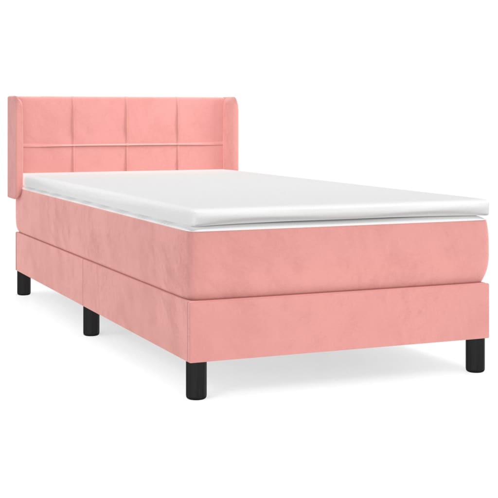 Boxspring met matras fluweel roze 100x200 cm is nu te koop bij PeponiXL, paradijselijk wonen!