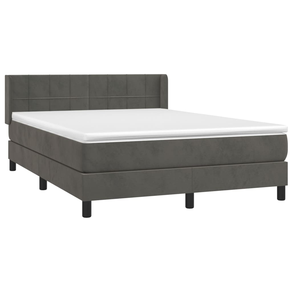 Boxspring met matras fluweel donkergrijs 140x190 cm is nu te koop bij PeponiXL, paradijselijk wonen!
