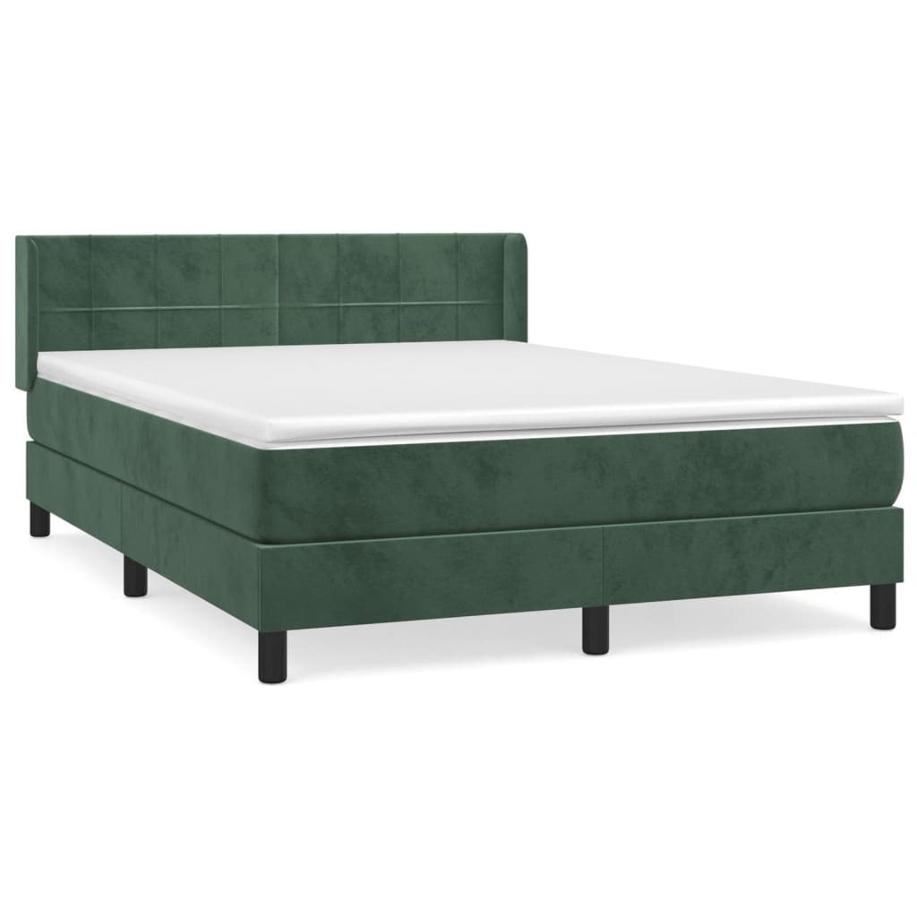 Boxspring met matras fluweel donkergroen 140x190 cm is nu te koop bij PeponiXL, paradijselijk wonen!