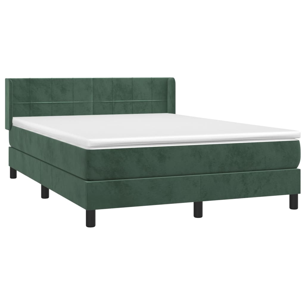 Boxspring met matras fluweel donkergroen 140x190 cm is nu te koop bij PeponiXL, paradijselijk wonen!