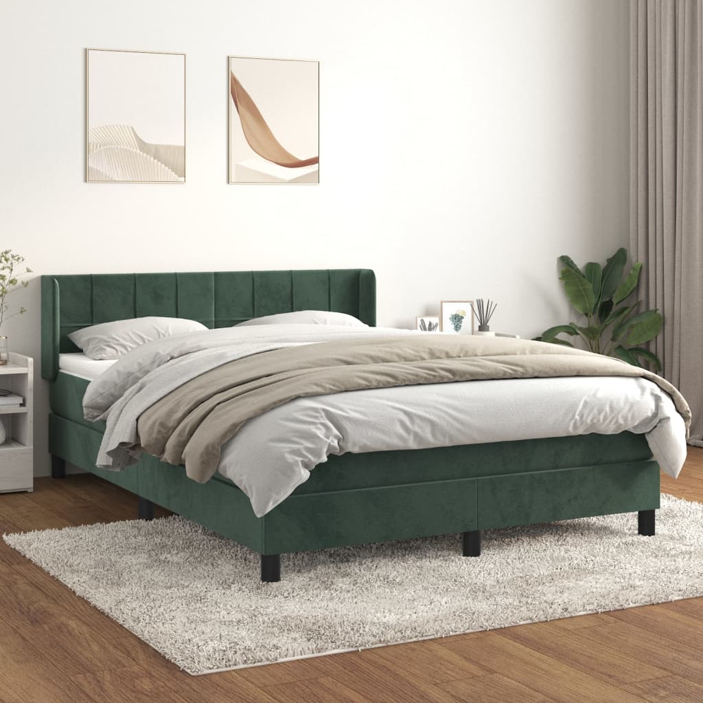 Boxspring met matras fluweel donkergroen 140x190 cm is nu te koop bij PeponiXL, paradijselijk wonen!