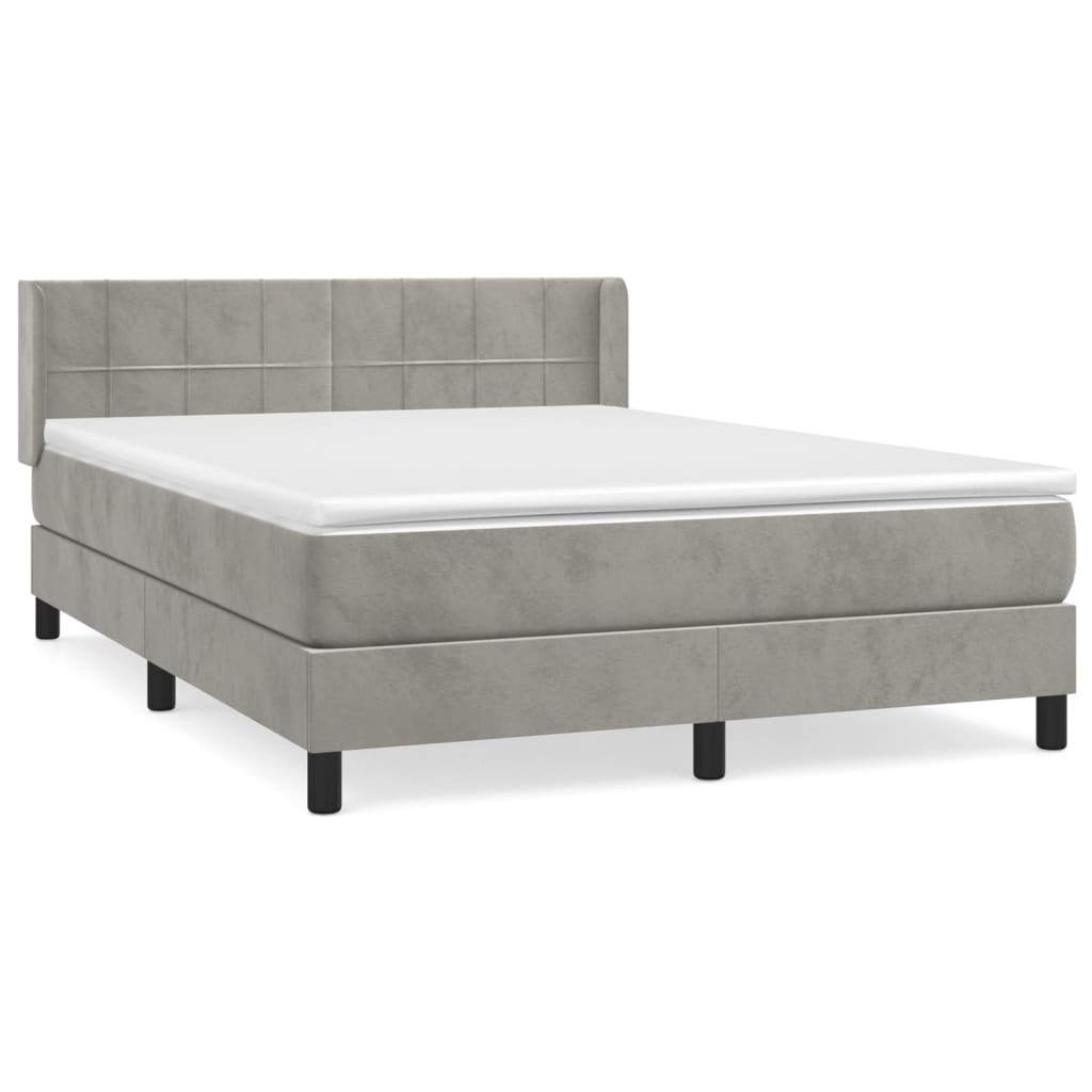 Boxspring met matras fluweel lichtgrijs 140x200 cm is nu te koop bij PeponiXL, paradijselijk wonen!