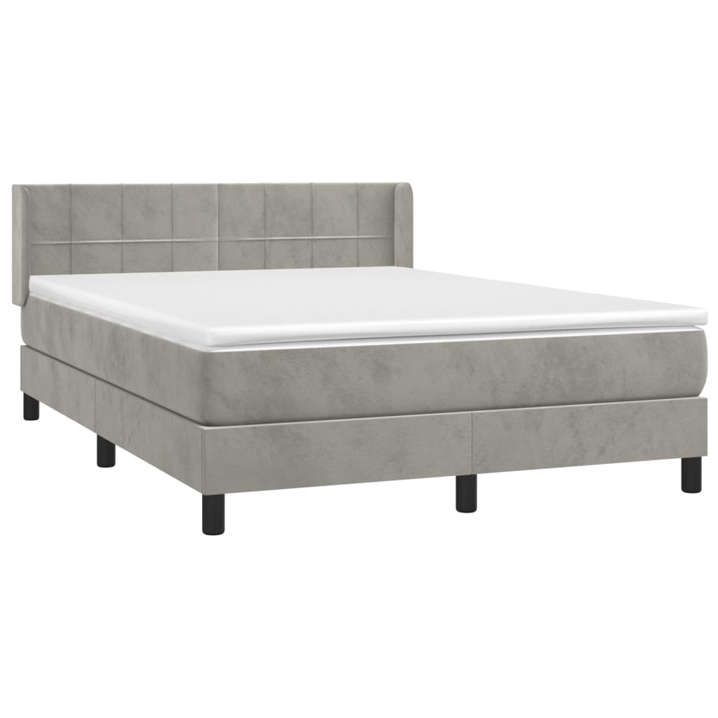 Boxspring met matras fluweel lichtgrijs 140x200 cm is nu te koop bij PeponiXL, paradijselijk wonen!