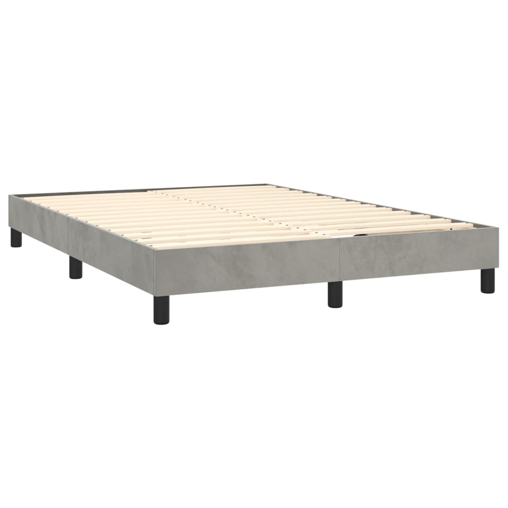 Boxspring met matras fluweel lichtgrijs 140x200 cm is nu te koop bij PeponiXL, paradijselijk wonen!